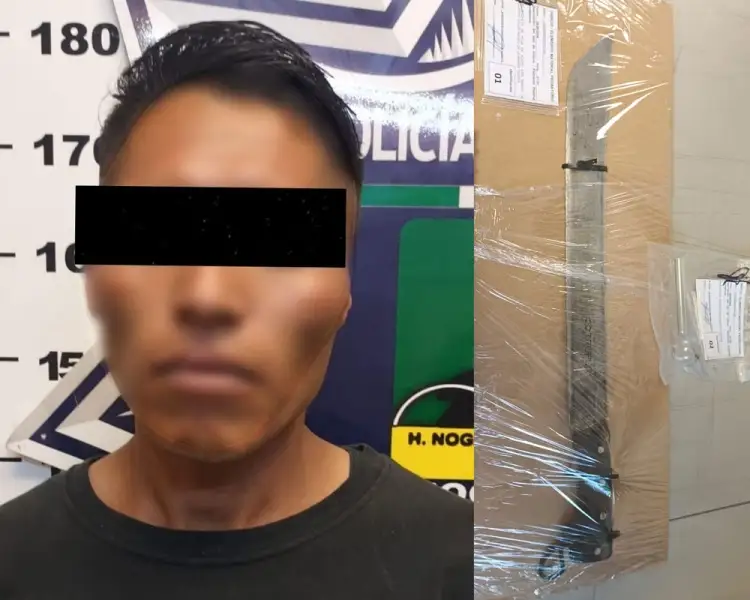 Detienen a persona con machete en mano