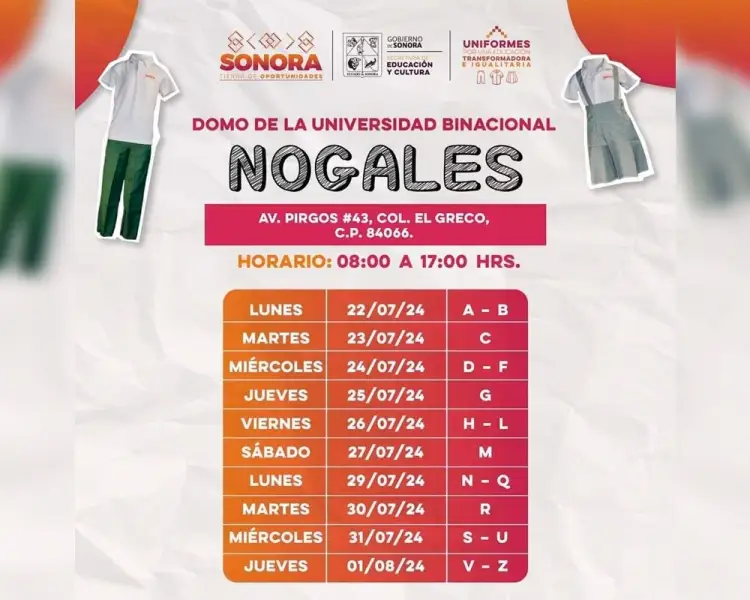 Dan a conocer rol de entrega de uniformes escolares