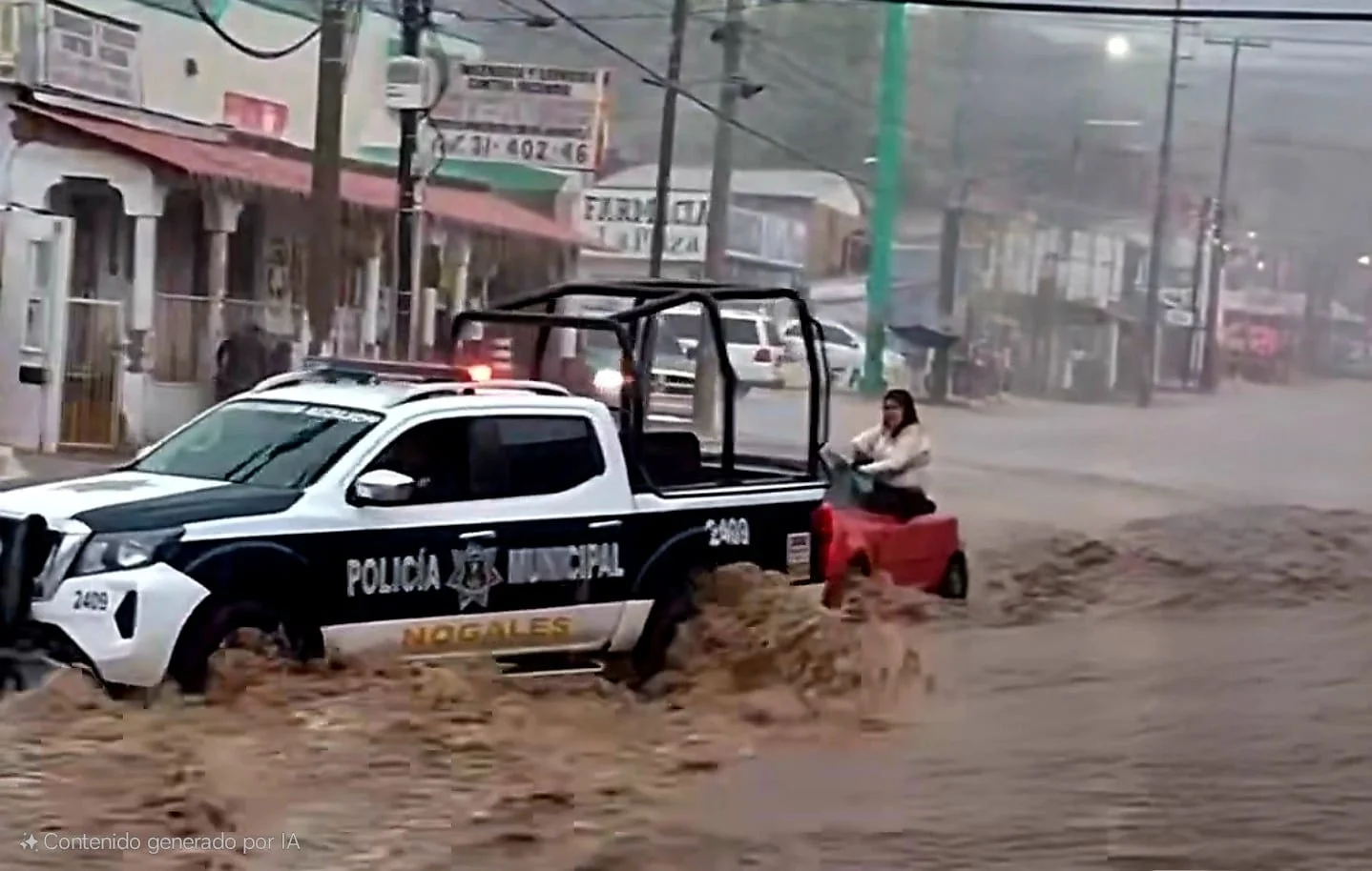 Rescatan policías municipales a mujer de las aguas broncas