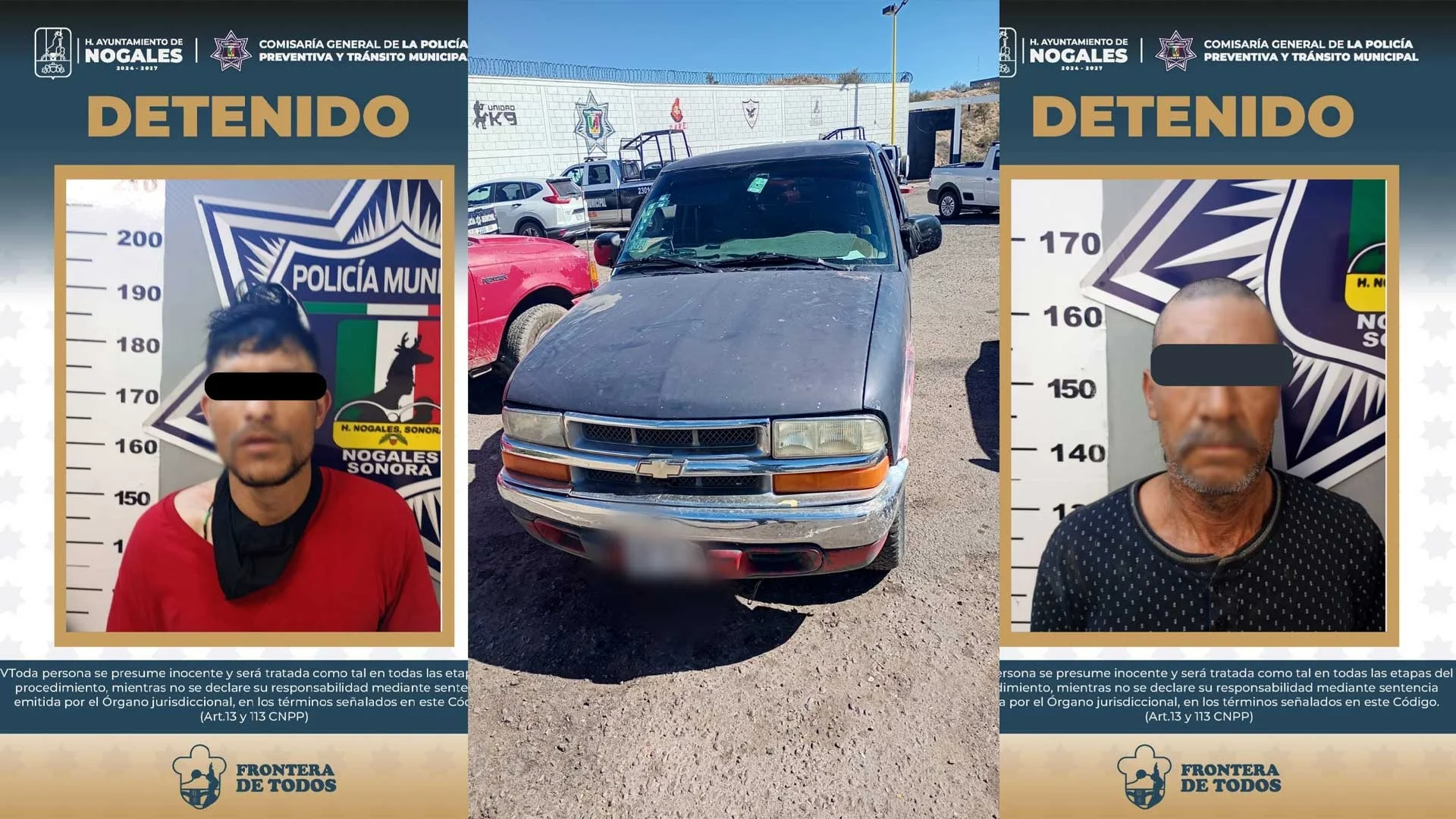 Recuperan pick up robado y detienen a dos hombres en Nogales