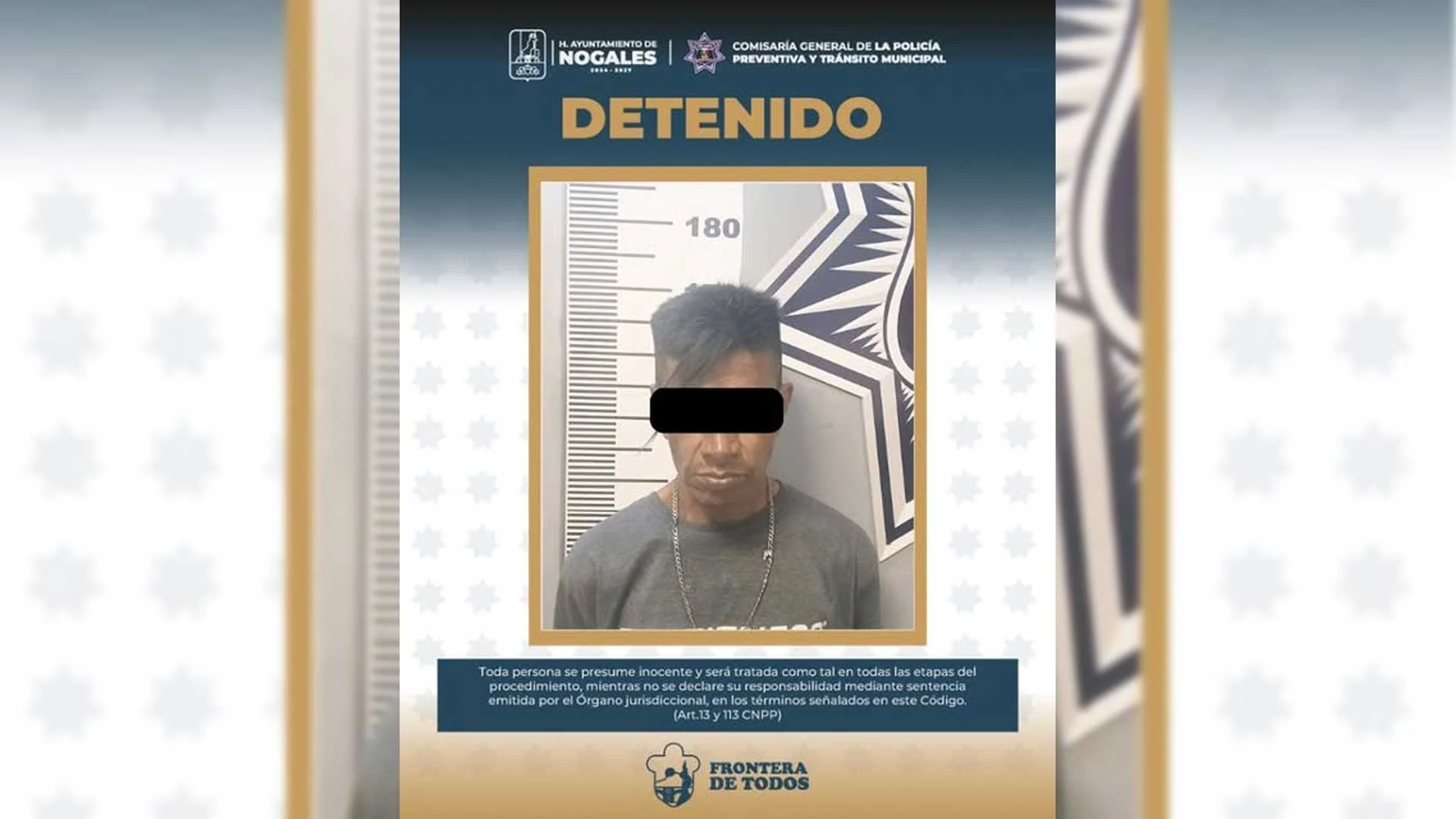 Capturan a hombre buscado por violencia familiar en Nogales