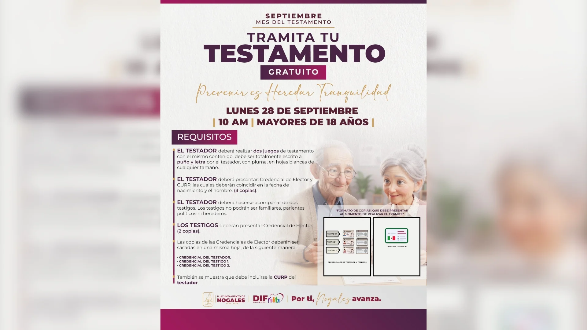 Ofrecen registro gratuito de testamentos ológrafos este lunes en Nogales