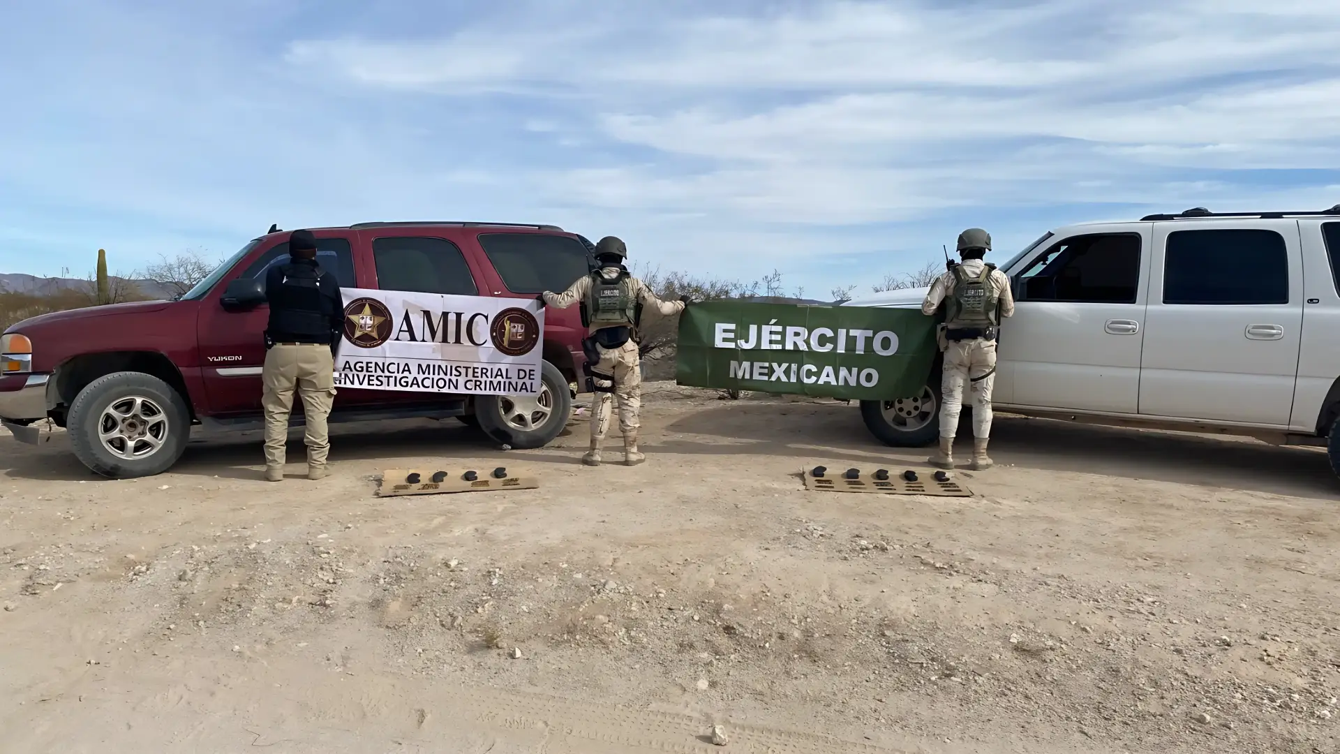 Operativos conjuntos decomisan vehículos y municiones en General Plutarco Elías Calles

