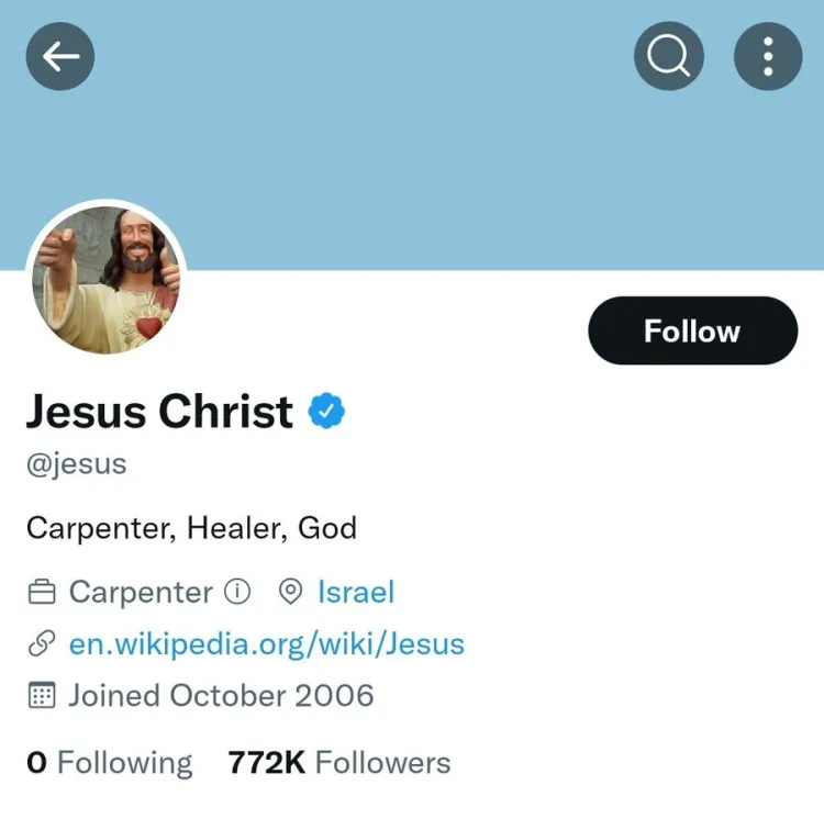 Otorga Twitter la palomita azul a cuenta de Jesucristo