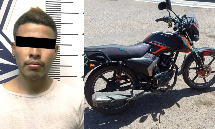 Detienen a motociclista que circulaba a exceso de velocidad; resulta moto robada
