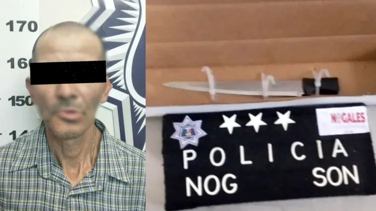 Arrestan a sujeto que iba armado con cuchillo