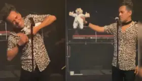 Destroza vocalista de Café Tacvba peluche del Dr. Simi en pleno concierto