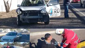 Invade carril contrario y provoca accidente en la carretera