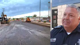 Mantienen segura vialidad en trabajos de rehabilitación de calle