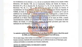Decreta Ayuntamiento “Toque de queda”